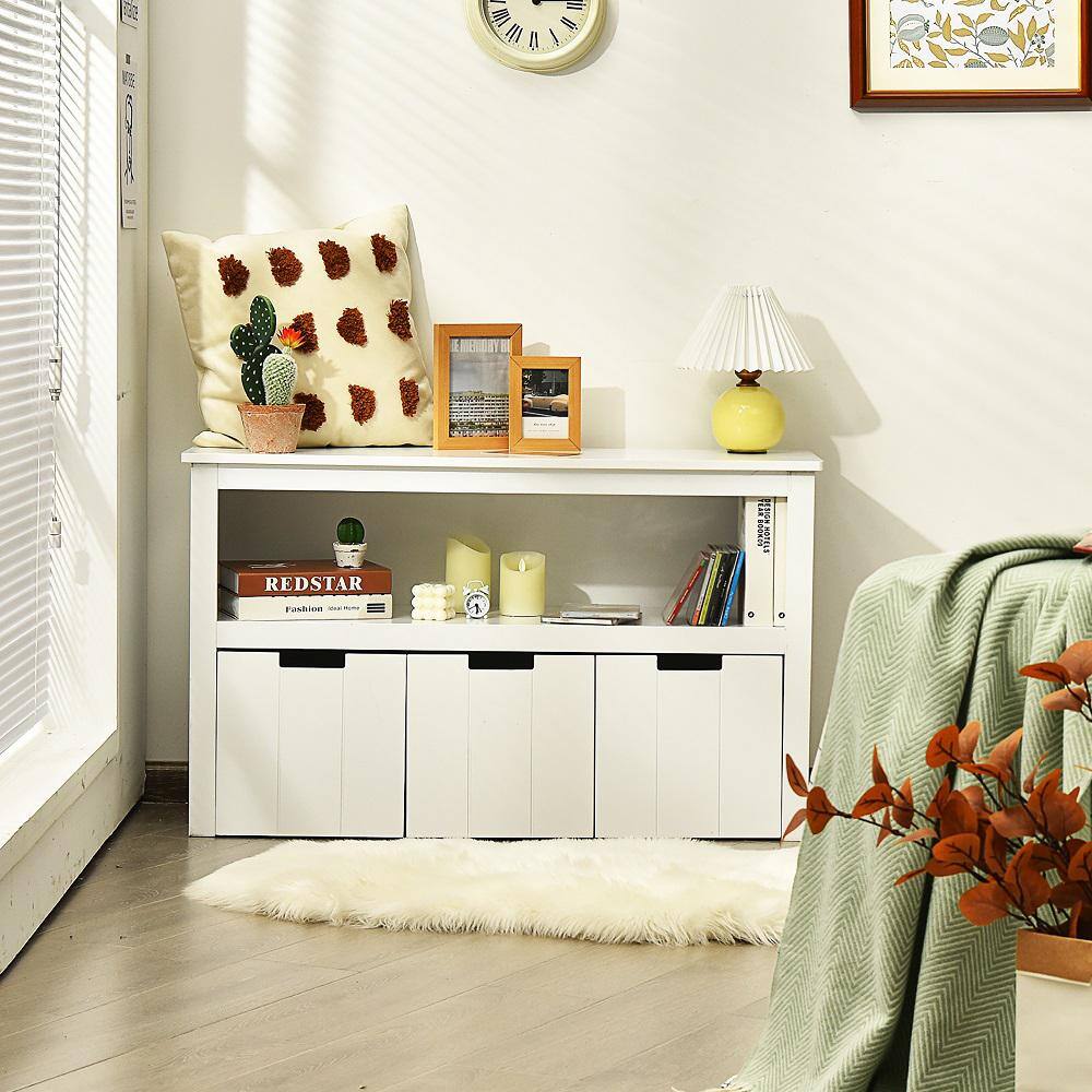 Costway Kid Toy Storage Cabinet 3-Drawer Chest with Wheels Large Storage Cube Shelf