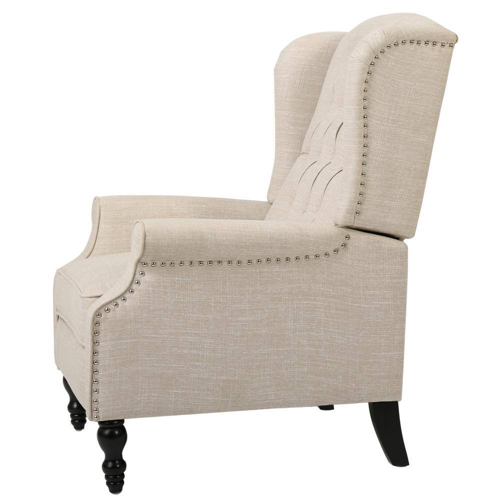 Noble House Walter Beige and Dark Brown Wingback Tufted Recliner (Set of 2)